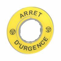 Porte-étiquette circulaire jaune 3D - D=60 - Arrêt Urgence