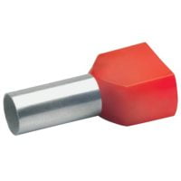 Embout de câblage isolé rouge pour 2 fils de 1,0². Longueur: 8mm